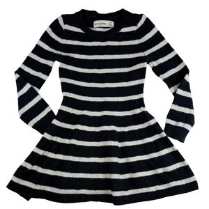 Abercrombie Kids Girls Sweater Dress Striped Knit 3/4 Black White‎ Cotton Blend
